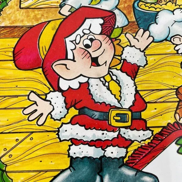 Vintage Keebler Elf Christmas Metal 10.5" Serving Tray With Santa & Baking Elves - Picture 3 of 11